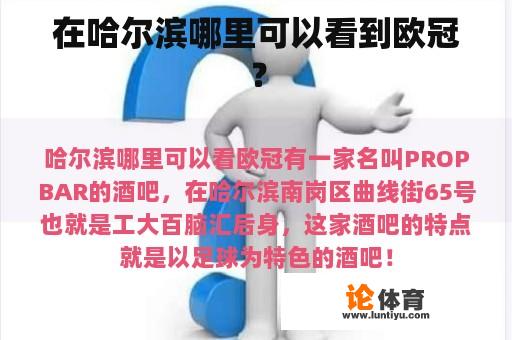 在哈尔滨哪里可以看到欧冠？