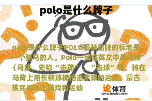 polo是什么牌子