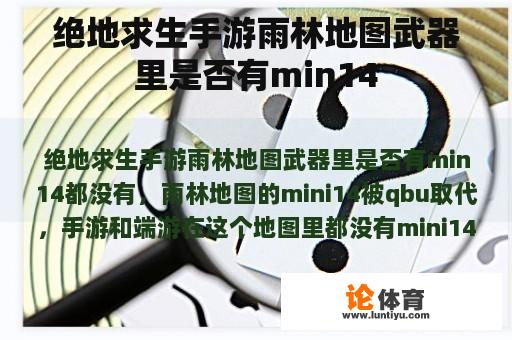 绝地求生手游雨林地图武器里是否有min14