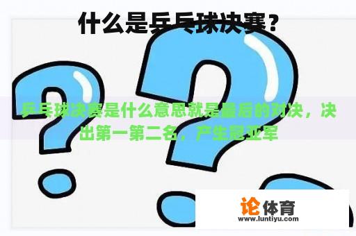 什么是乒乓球决赛？