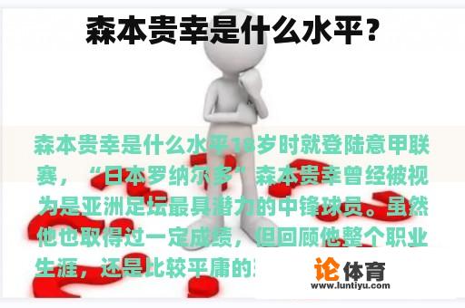 森本贵幸是什么水平？