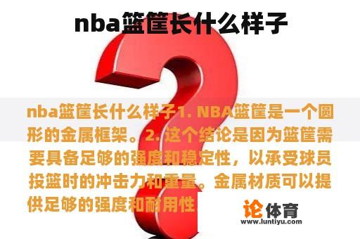 nba篮筐长什么样子