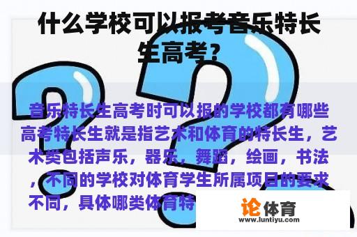 什么学校可以报考音乐特长生高考？