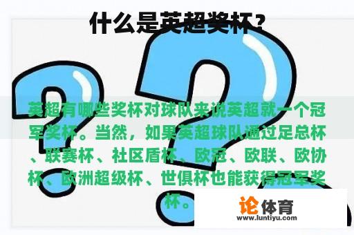 什么是英超奖杯？