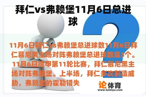 拜仁vs弗赖堡11月6日总进球