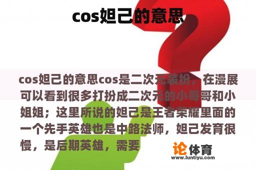 cos妲己的意思