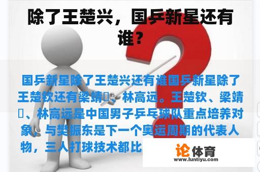 除了王楚兴，国乒新星还有谁？