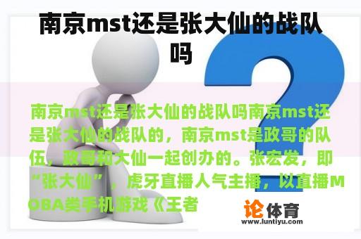 南京mst还是张大仙的战队吗