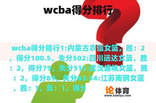 wcba得分排行