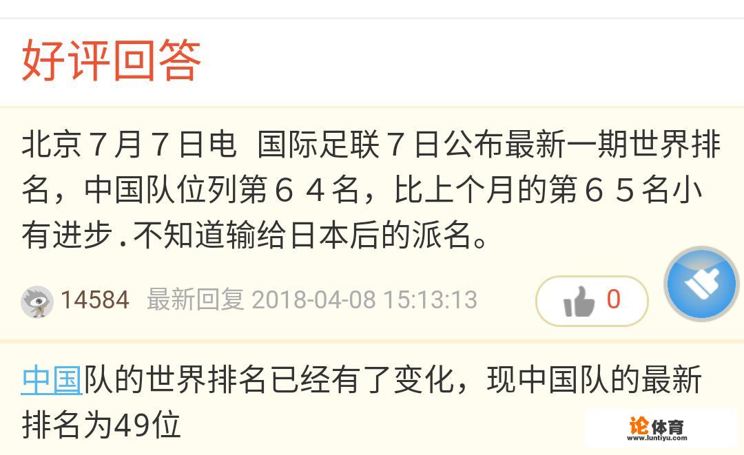 中国男足在世界的排位是多少？足协对于国足的态度什么