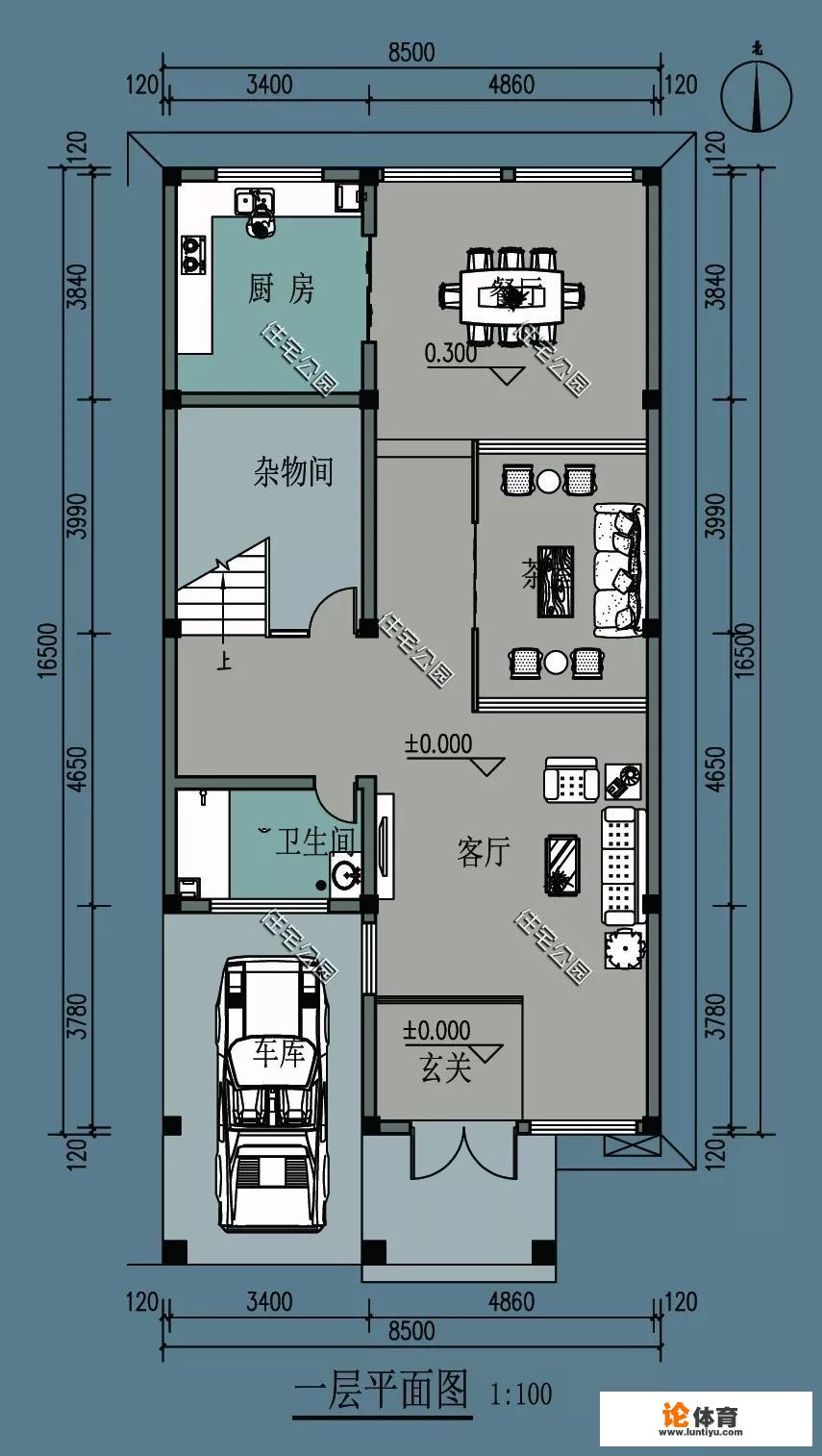 面宽7.5米，进深12米的农村自建房，东西都有邻居，该怎么设计