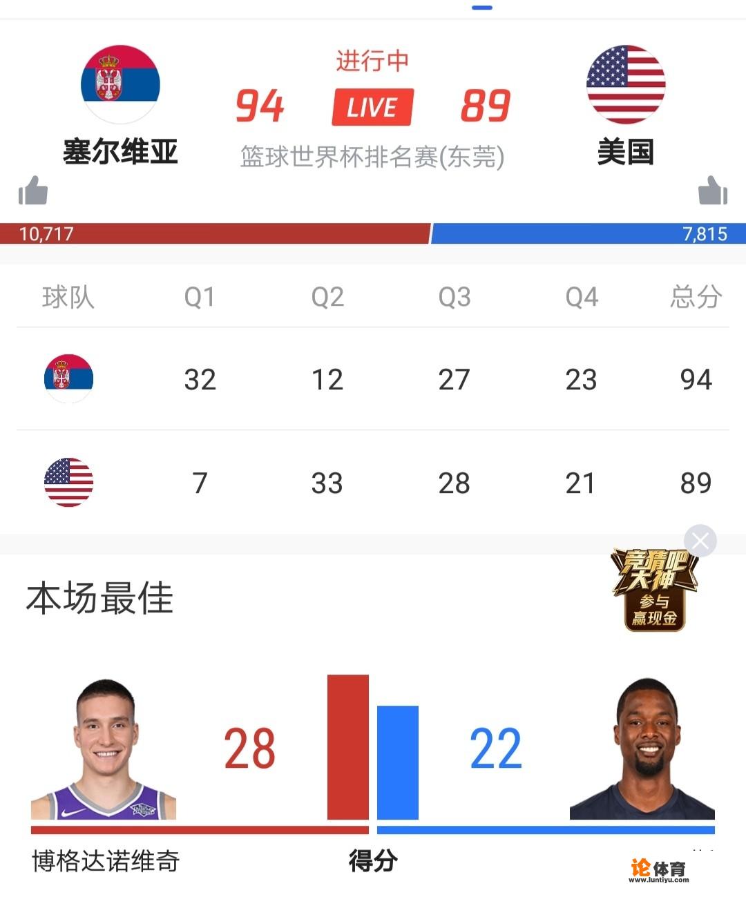 美国89-94塞尔维亚遭连败，创世界大赛最差战绩。全NBA球员的美国队为何成绩不佳