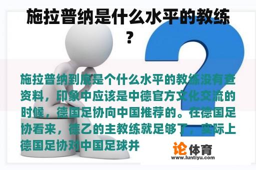 施拉普纳是什么水平的教练？