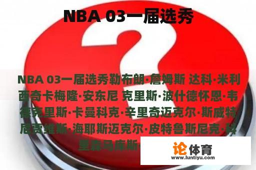 NBA 03一届选秀