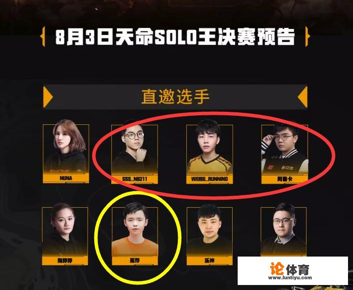 PUBG天命solo王决赛：孤存，211，阿鲁卡，Run锅，Nuna直邀决赛，谁能夺得solo王冠军