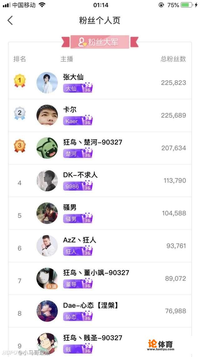 张大仙首播日粉丝牌数超卡尔成“虎牙第一”，网友调侃：斗鱼哭晕在厕所，你有何看法