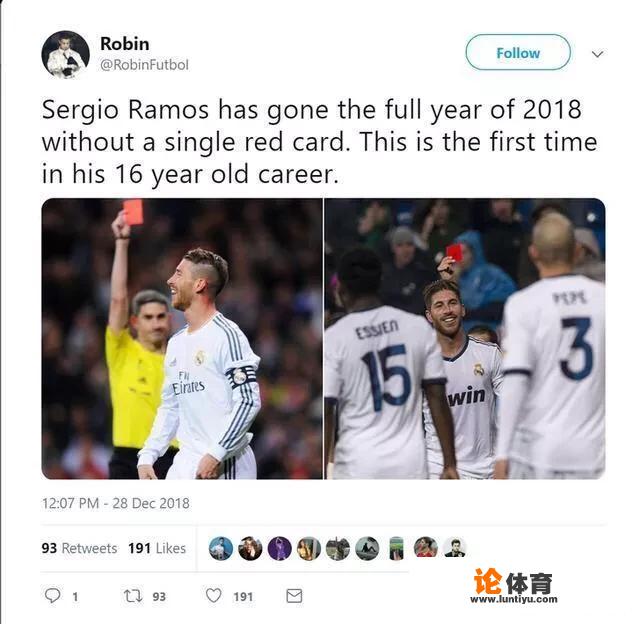 职业生涯16年,就2018年度没有吃到红牌,拉莫斯是西甲红牌第一人,你如何评价?_拉莫斯评价西甲冠军 职业生涯16年,就2018年度没有吃到红牌,拉莫斯是西甲红牌第一人,你如何评价?_拉莫斯评价西甲冠军