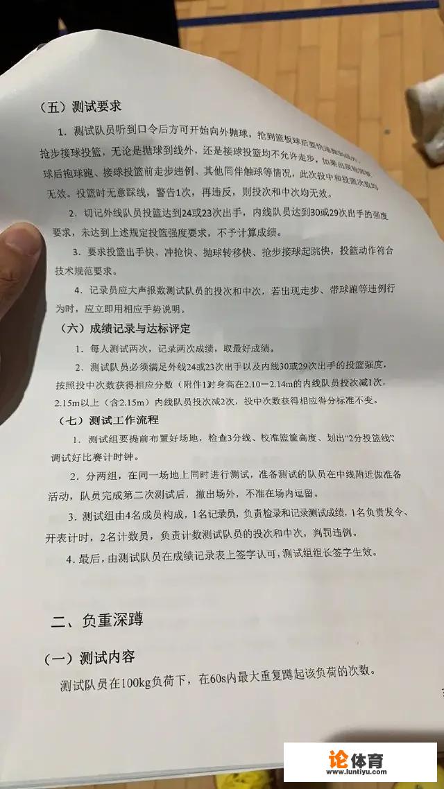 cba体测项目及标准？