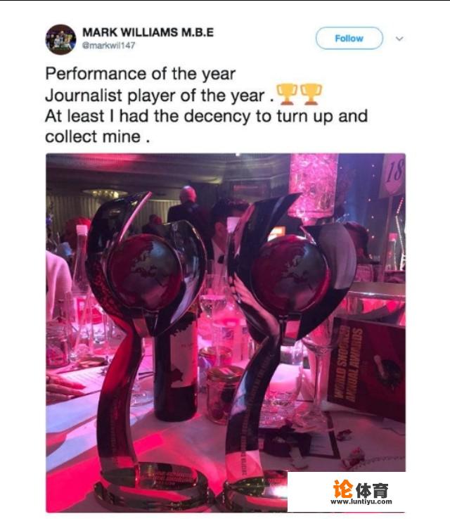 怎样看待马克·威廉姆斯发图文嘲讽奥沙利文? 怎样看待马克·威廉姆斯发图文嘲讽奥沙利文?