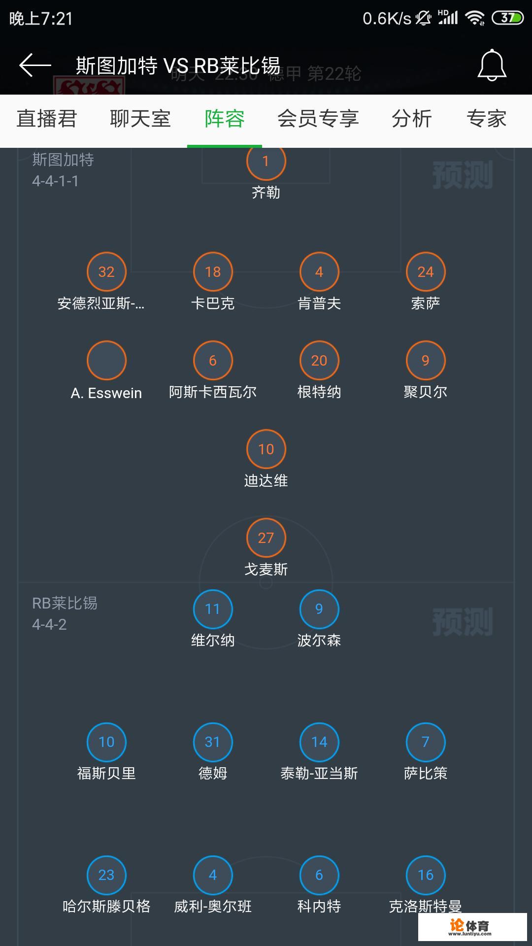 德甲联赛中斯图加特对阵RB莱比锡，你认为哪队能胜出？