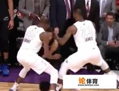NBA全明星正赛詹姆斯+杜兰特围堵库里经典一刻，洛瑞和字母哥表情是被吓到了吗？